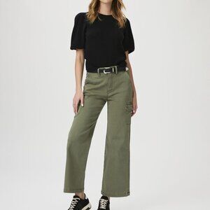PAIGE Carly Wide Leg Cargo women's jeans in Vintage Ivy Green Size 29 NEW
